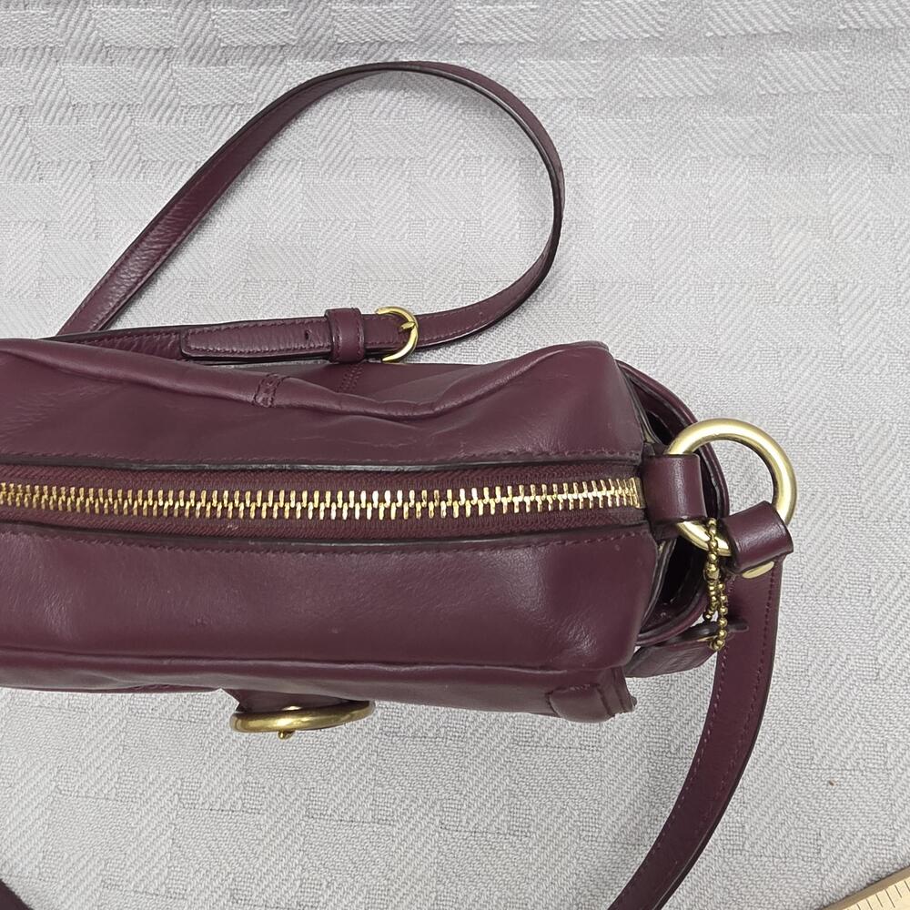 Coach Campbell Leather Camera Crossbody Bag Womens Small Burgundy Leather - Picture 9 of 16
